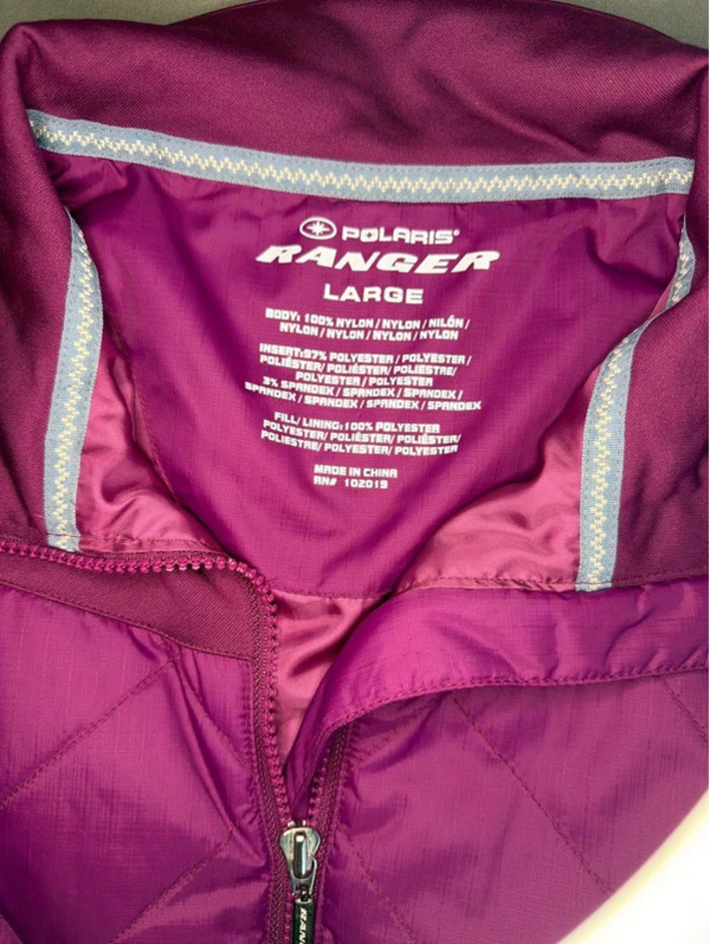 Polaris Ranger Large Quilted Nylon Vest with Thermore Insulation - Plum Purple - Picture 2 of 6